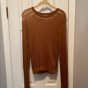 Brown Sheer Long Sleeve Top. Free People Size Large. Never worn